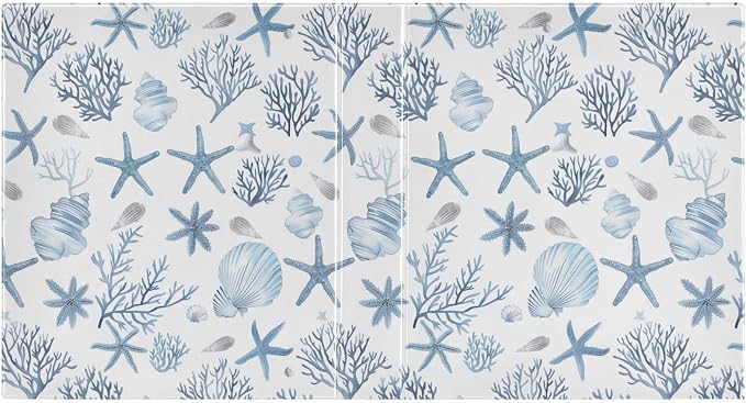 Nutical Theme Blue Starfish Coral Binder 1.5 Inch Binder with Clipboard&Pockets, Hardcover Binders 3 Ring, Heavy Duty Large File Folder for Office School Supplies - Holds 200 Sheets