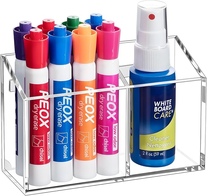 BEYGORM Magnetic Dry Erase Marker Holder for Whiteboard,Non-slip Acrylic Magnet Pen Holder for Fridge Refrigerator,Locker Organizer for Work,Locker Accessories,Pencil Cup for Desk,Marker Organizer