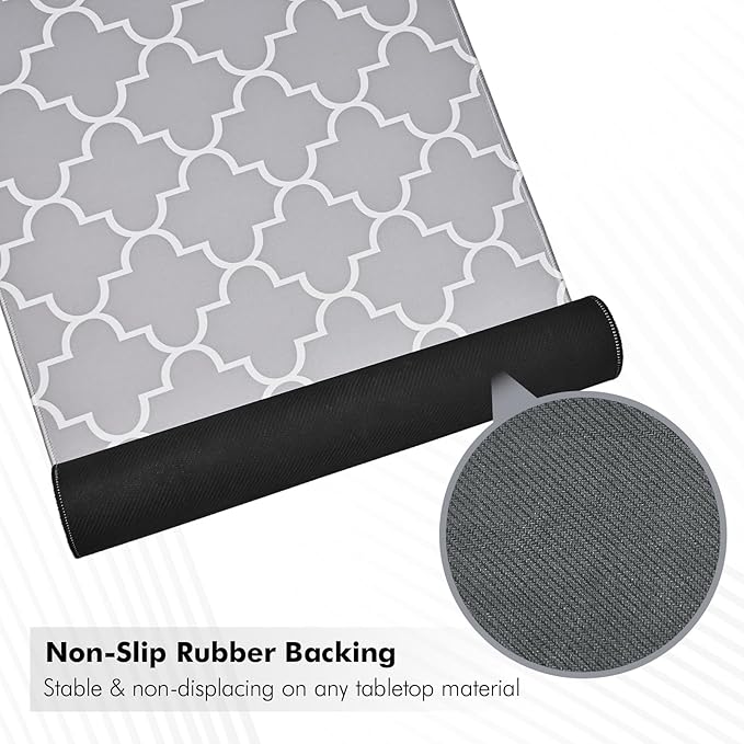 MASHDE Large Mouse Pad, 31.5 x 15.7in Desk Mat for Keyboard with Anti-Slip Rubber Base Smooth Surface, Moroccan Check Gaming Mousepad XL Mouse Pad for Desktop Office Home (Grey)