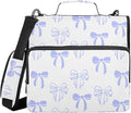 Bow Knot Purple Doodle Zipper Binder with Shoulder Strap Bag 3 Ring Binder Organizer Large Capacity Multiple Compartments for School Office