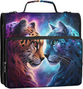Cheetah Tiger Galaxy 3 Ring Binder Bag 1.5 inch Binder Organizer with Zipper Shoulder Strap 500 Sheet Documents Storage for School Office