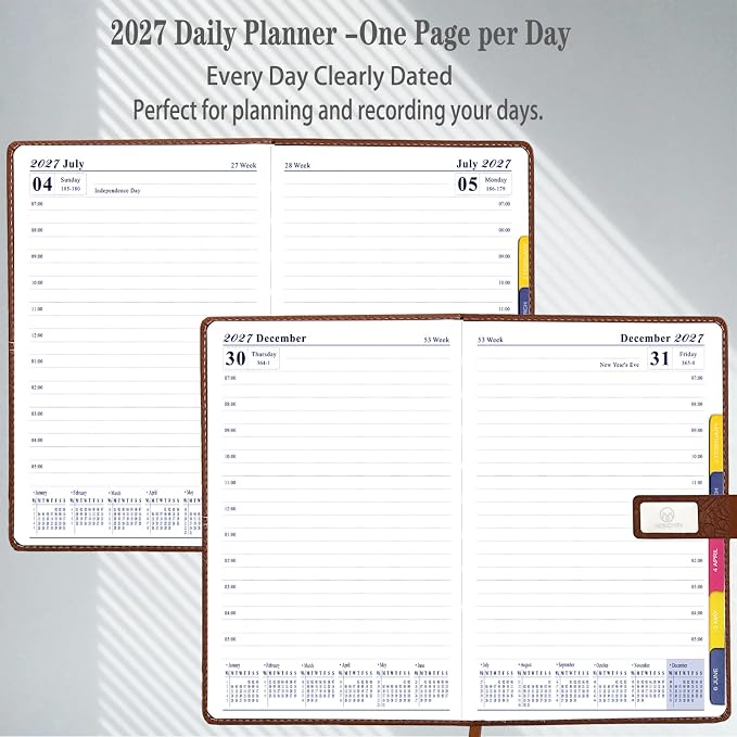 2027 Daily Planner - One Page per Day, 2027 Hourly Daily Calendar Book