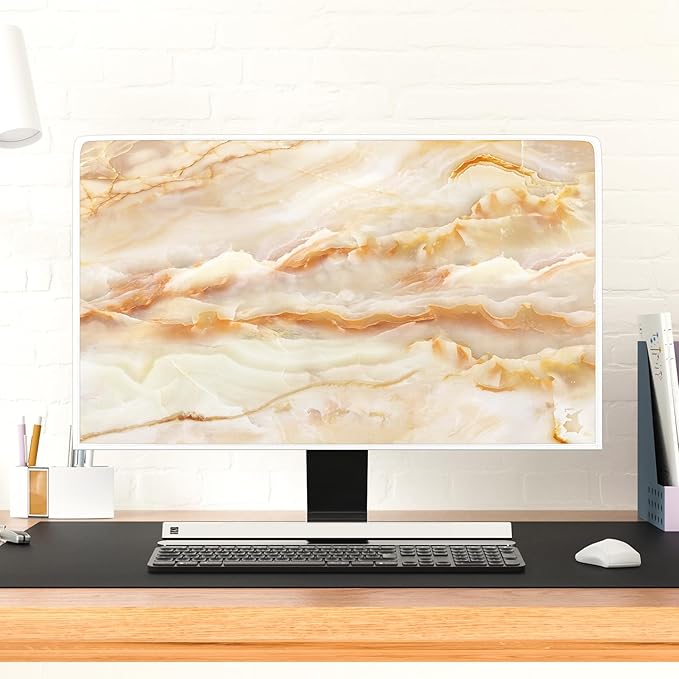 Baocicco Abstract Waterproof TV Screen Cover with Marble Design Aesthetic Television Covers for Xmas Decoration Anti-Static Dustproof Protective Cover for LED LCD OLED TVs 37, 38, 39 Inch