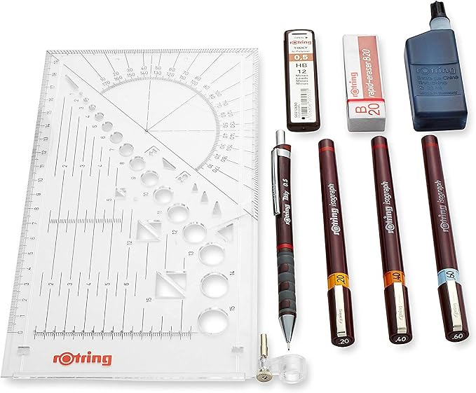 rOtring Isograph Technical Drawing Pens, Set, 3-Piece College Set (.20-60 mm)