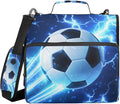 Football Zipper Binder 3 Ring with Handle and Shoulder Strap, 500 Sheet Binder Organizer Capacity & Multi-Pockets for School Office