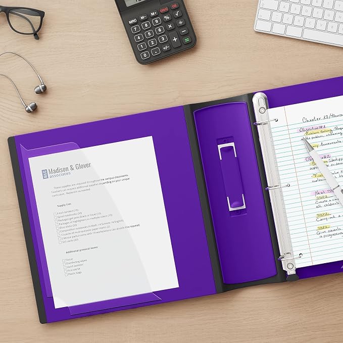 Staples Better 2-Inch 3-Ring Binder, Purple, Heavy-Duty | Reinforced binder built for school and office document organization.