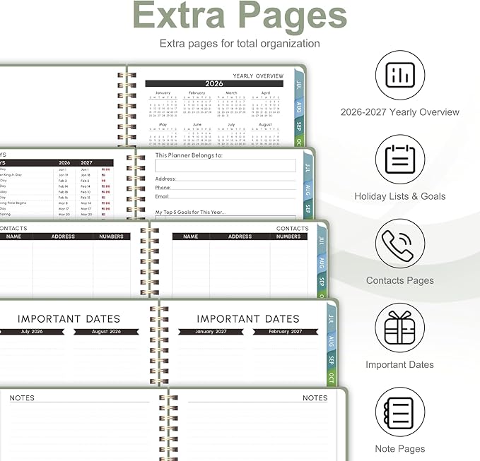 Planner 2026-2027, Academic Weekly and Monthly Calendar Planner, July 2026 - June 2027, Hardcover Spiral Agenda Book, School Supplies for Teacher Student - Letter Size(8.5" x 11")