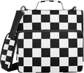 Checked Pattern Zipper Binder 3 Ring Binder with Shoulder Strap 500 Sheet Capacity Storage Organizer Trapper Keeper File Folder