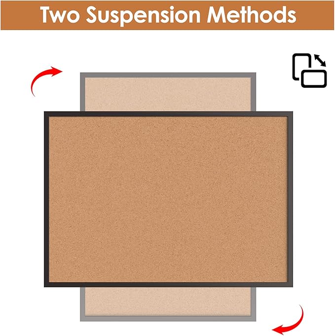 Board2by Cork Board Bulletin Board 36 x 48, Black Wood Framed 4x3 Corkboard, Office Board for Wall Cork, Large Wall Mounted Notice Pin Board with 18 Push Pins for School, Home & Office