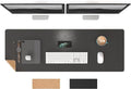 RENMTURE Dual-Sided Mouse Pad, Natural Cork & PU Leather Large Desk Pad for Office and Home Work, Desk Protector Non-Slip, Waterproof, Easy Clean (Black,47"x17")