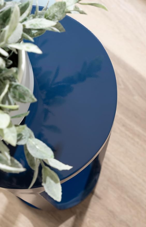 Kate and Laurel Dahl Modern Wooden Round Drink Table, 8 x 8 x 23, Navy Blue, Transitional Circle Accent Pedestal Table for Living Room Plant Stand Indoors or Mini Bedroom Nightstand
