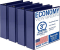 Samsill 3 Inch 3 Ring Binders, Economy Round Ring, Clear View Cover, 550 Sheet Capacity - for School, Home, Office - Blue, 4 Pack