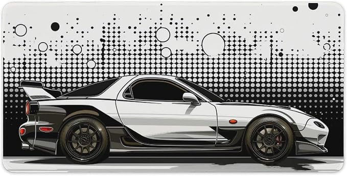 Car Gaming Mouse Pad Large Mousepad R34 Black and White Minimalist Art JDM Sport Car Big Computer Desk Mat Desk Pad for Keyboard and Mouse Mat Non-Slip Base 30x60cm, Style