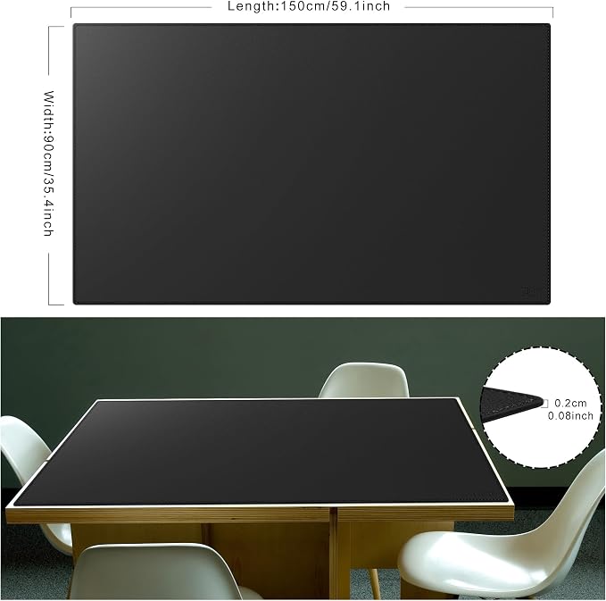 Cacoy 59x35.4 Inch Leather Desk Mat, XXL Large Computer Mouse Pad, PU Leather Desk Pad Blotter Protector, Office Table Cover, Multifunctional Desktop Matt for Desktop, Laptop Mouse Mat (Black)