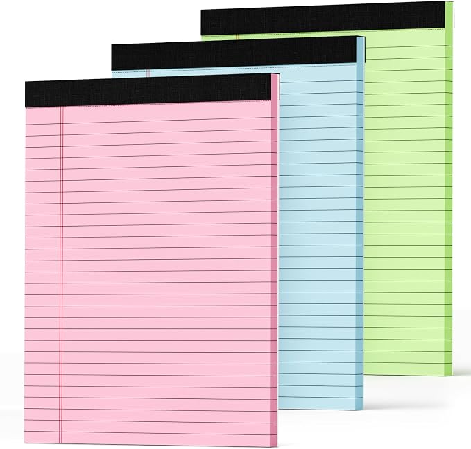 Legal Pads 8.5 x 11 Colored Note Pads 8.5 x 11, 3 Pack Notepads 8.5x11