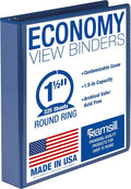 Samsill Economy 1.5 Inch 3 Ring Binder Round Ring Binder, Non-Stick Customizable Cover, Dark Blue (18502)