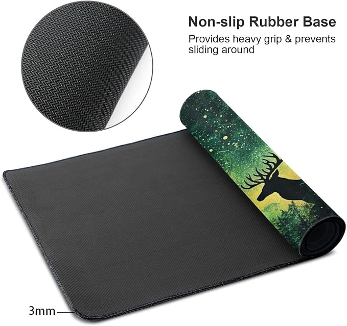 Aurora Borealis Gaming Mouse Pad XXL 31.5x15.7 Inch, Forest Desk Mat | Northern Lights Forest Design with Extended Large Mousepad, Waterproof Non-Slip Rubber Base Desk Pad for Gaming, Office, Home