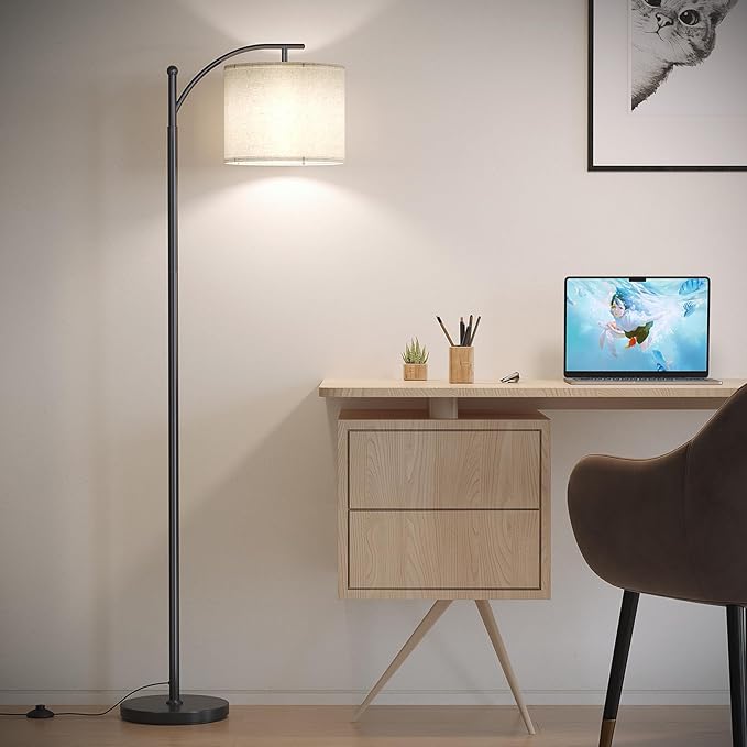 SUNMORY Arc Floor Lamp, Smart APP Remote Control Standing RGB Lamp | Tall Lamp with RGB Bulb & Hanging Lampshade, Dimmable Floor Lamp, Modern Floor Lamps for Living Room, Bedroom, Office