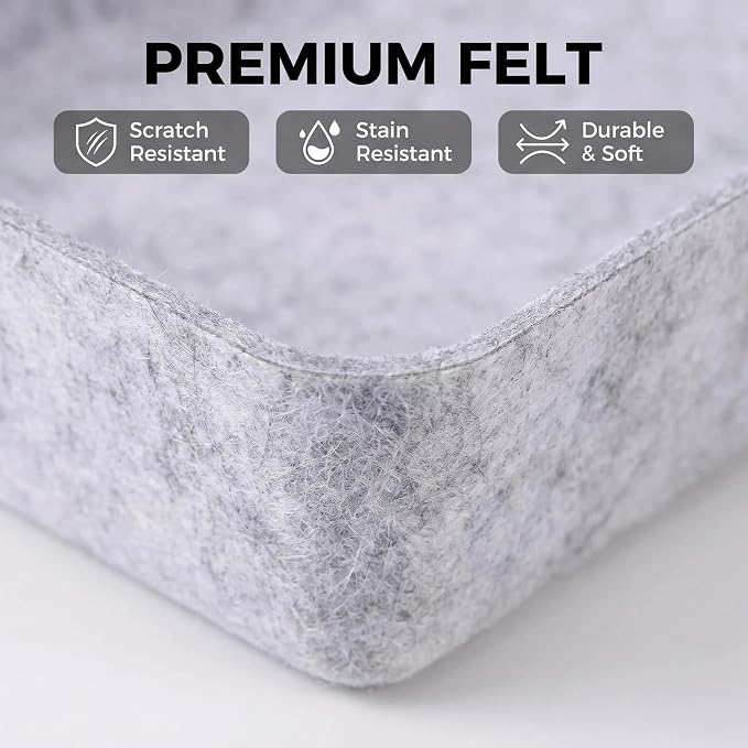 Desk Drawer Organizer Bins, 16pcs Felt Shallow Bathroom Storage Trays, Office Accessories & Workspace Organizers Jewelry & Makeup Boxes Containers(Grey)