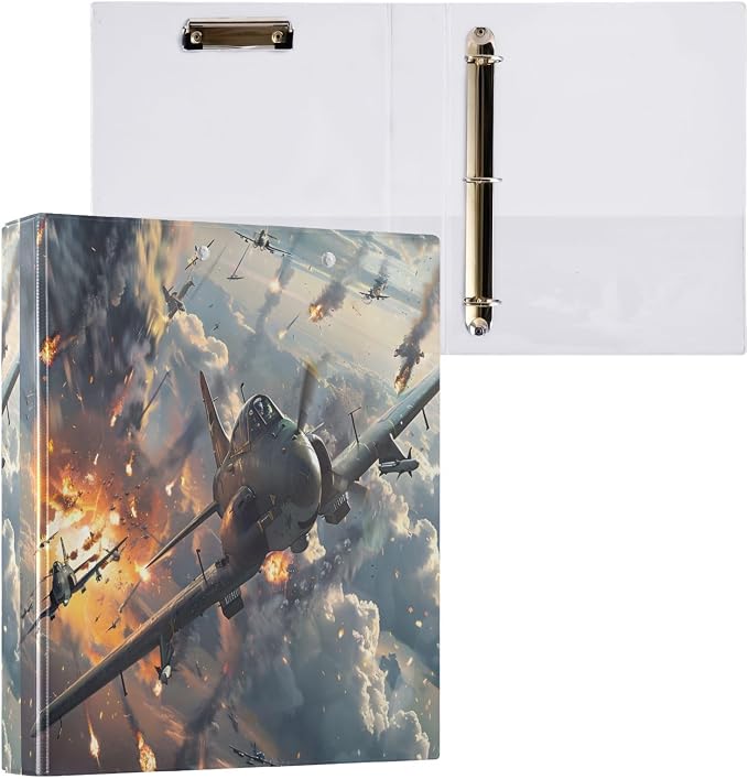Fighter Jets in Action 3 Ring Binder 1.5 Inch 1 Pack with 200 Sheet for Kids School Supplies Women Men Office