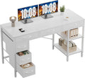 OLIXIS 56 Inch Computer Desk with 6 Fabric Drawers, for Home Office Work | 6 Fabric Drawers & Reversible Gaming Desk, Office Workstation, Corner Desk with Storage, Home Office,Living Room, Dorm, White
