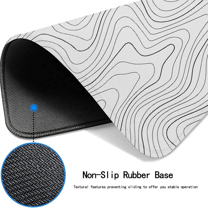 White Topographic Mouse Pad XL 11.8x31.5inch Large Gaming Mouse Mat Laptop Desk Mat,Game Mousepad Non-Slip Rubber Base Gamer PC Computer Pad Long Desk Keyboard Pad Office&Home