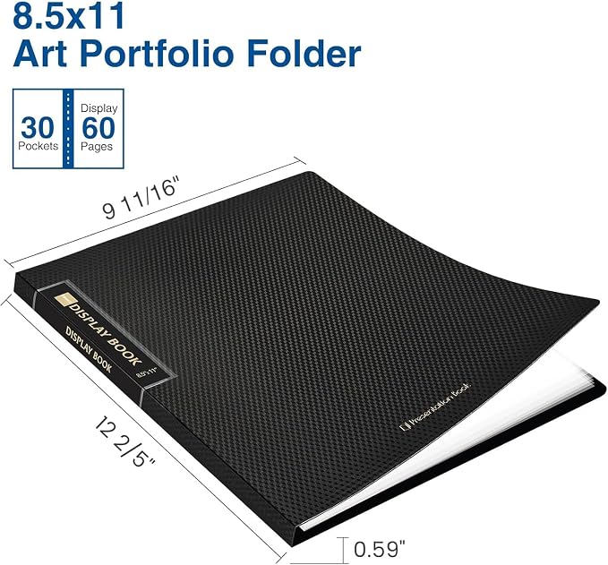 Sooez Binder with Plastic Sleeves 30-Pocket, Displays 60 Pages, 8.5"x11" | Presentation Folders with Clear Sheet Protectors, Art Portfolio Binder for Certificate & Office Project Folder