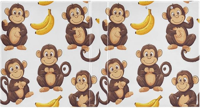 Caikeny 3 Ring Binder Yellow Bananas Brown Monkeys 1.5 Inch Binders Round Ring Clipboard with 2 Pockets for Office Supplies