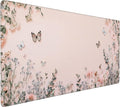 Cute Floral Aesthetic Wildflower Large Mouse Pad, Pink Macaron Desk Mat with Anti-Slip Base & Stitched Edges, Computer Keyboard & Laptop Pad, 35.4" x 15.7" in in Workstation Accessories