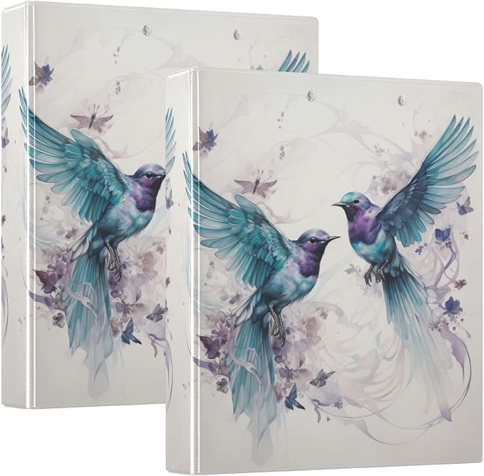 3 Ring Binder, Turquoise Bird File Folder Holds 200 Sheets File Storage for Women Men School Office Supplie