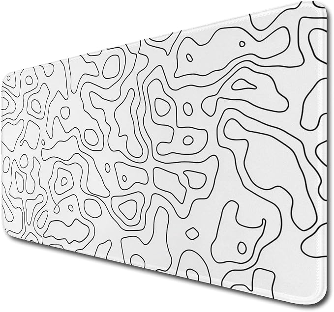 White Topographic Mouse Pad,XL 11.8x31.5 inch Large Gaming Mouse Pad,Non-Slip Base Desk Mat,Extended Game Mousepad Keyboard Pad for Computer,Keyboard,Home,Office
