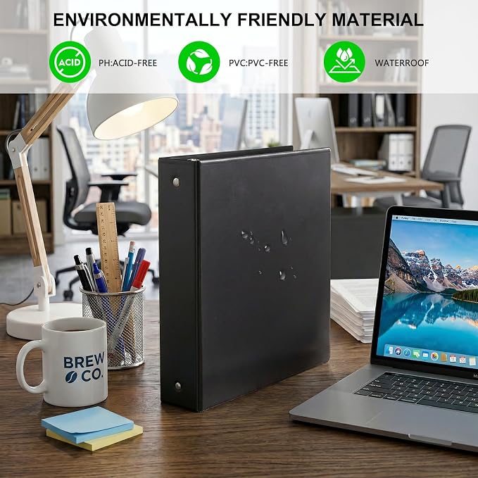 Customizable Round Ring Binder, 2 Inch 3 Ring Binder, Heavy Capacity Minimalist PVC-Free Binder with Clear View Cover, Lay-Flat Design for Extensive Document Organization at Home, School & Office