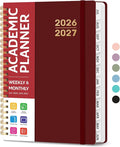 Taja Planner 2026-2027, Jul 2026-Jun 2027 Monthly & Weekly Calendar Book | 6.3" x 8.5", Hardcover Academic Calendar with Tabs, Teacher Student Agenda Book for School Office Supplies - Burgundy