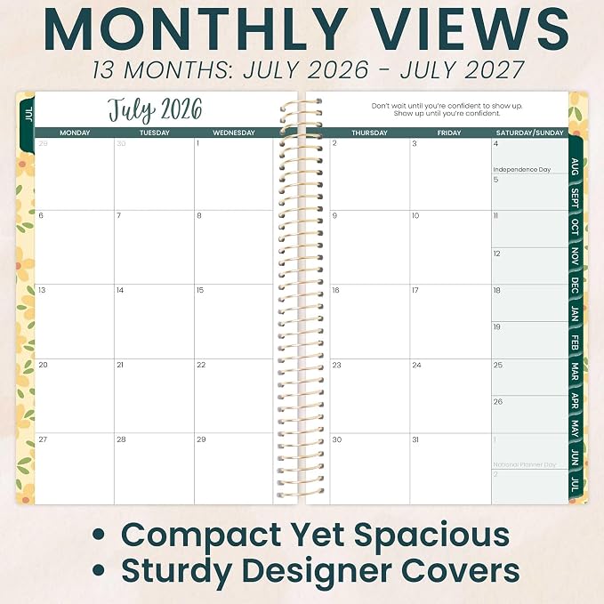 bloom daily planners 2026-2027 Academic Year Pocket Planner (July 2026 - July 2027) 13 Months - SMALL 4” x 6” Weekly Monthly Agenda Organizer & Calendar Book - Butter Yellow Daisies