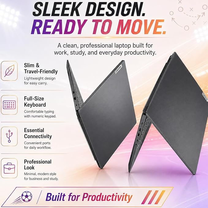 Lenovo V15 Ultra Slim College Student Laptop | 15.6" Anti-Glare FHD Display | Powerful Intel Quad-Core Processor | 8GB DDR5 RAM | 512GB SSD | Wi-Fi 6, Ethernet, HDMI, All-Day Battery | Windows 11 Pro
