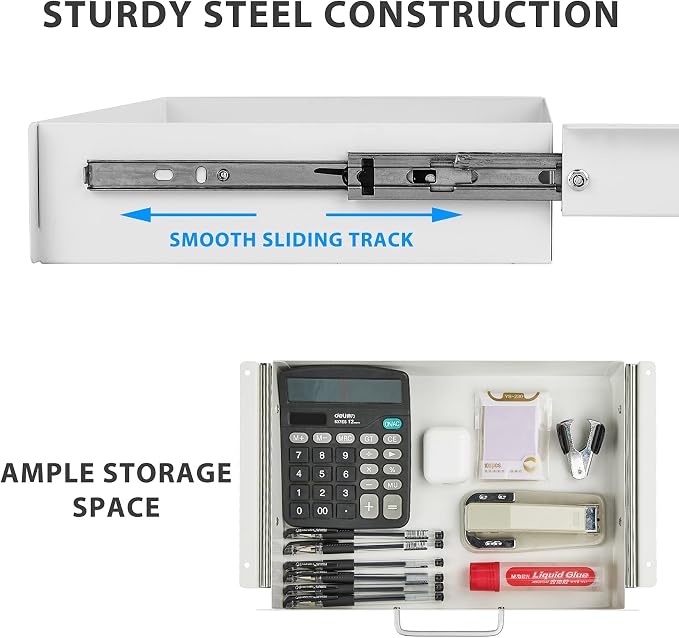 Gome Under Desk Pull-Out Drawer - Storage Organizer Office Mounted, Easy Slide-Out Pencil Drawer for Saving Space, Ideal for Sit-Stand Workstation