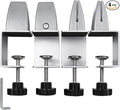 Heavy Duty Sneeze Guard Clamp For 0.1" to 1" Thick Panel,Desk Partition Support Clamps,Adjustable Aluminum Desktop Divider Holder,Easy to Install Desk Privacy Panel Clips, 4 Pack,Silver