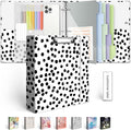 3 Ring Binder Organizer, 2 Inch Three Ring Binders with Clipboard, 5-Tabs Pockets Dividers, Transparent Plastic Folder, Pen Loop, 18 Divider Stikers, BVSSX Decorative Binder, Polka Dot, Letter Size