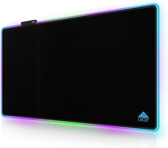 Cacoy 36"x24" RGB Gaming Mouse Pad, LED Desk Mat for Keyboard & Mouse,Black | XXL Large Keyboard Mouse Mat with 9 Lighting Effects Non-Slip Rubber Base Stitched Edges RGB Gaming Desk Mousepad Accessories