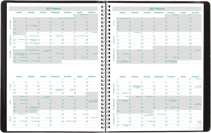 Brownline® 2027 EcoLogix® Monthly Planner, 14 Months, December 2026 to January 2028, Twin-Wire Binding, 11" x 8.5", Black (CB435W.BLK)