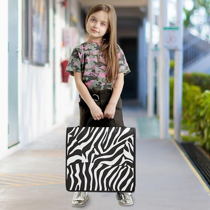 Custom Zebra Print Black White 3 Ring Binder Bag 1.5 inch Personalized Name Binder Organizer 500 Sheet Documents Storage for School Office