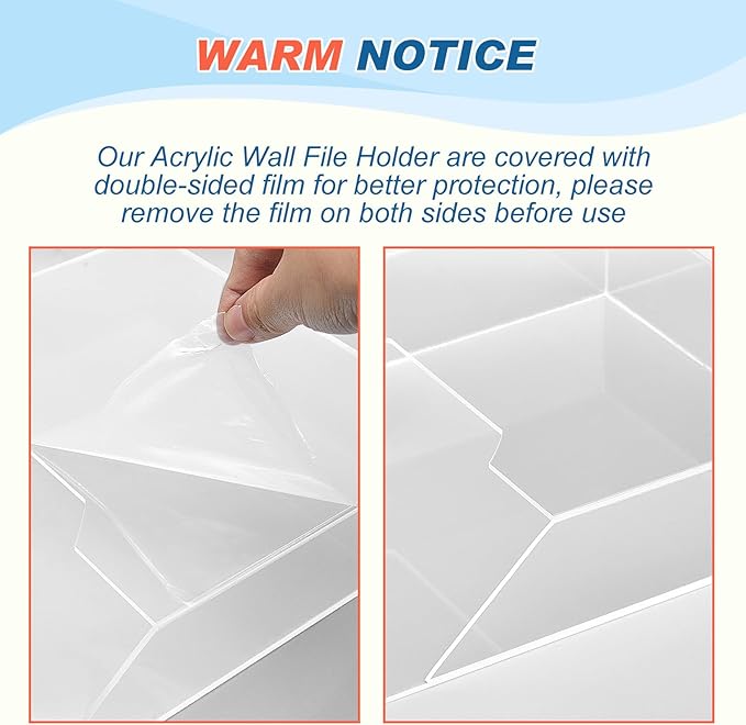 Feifeiya 2Pcs Clear Acrylic File Holder Wall Mount Mail Magazine Organizer File Holders with Screw Wall Office Document Storage Magazine Brochure (12.6"x9.5"x2.4",Widening Vertical,Clear)