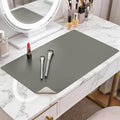 LovePads Makeup Mat for Vanity, 14" x 24" PVC Desk Mat & Dresser Cover Top | Waterproof Desk Protector, Vanity and Desk Accessories; Wipes Clean, Ideal for Writing, Nail Art, Craft Table, Dark Grey+Grey
