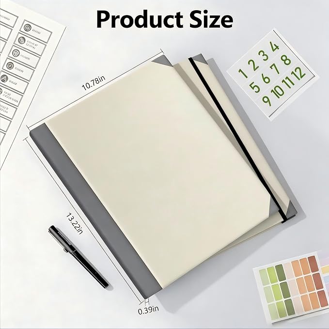 GANGZI The Life Book Document Organizer Binder | Binder with Guided Labels, Acid-Free File Folder Organizer,Document Holder for Home Records, Legal and Medical Papers (Beige)