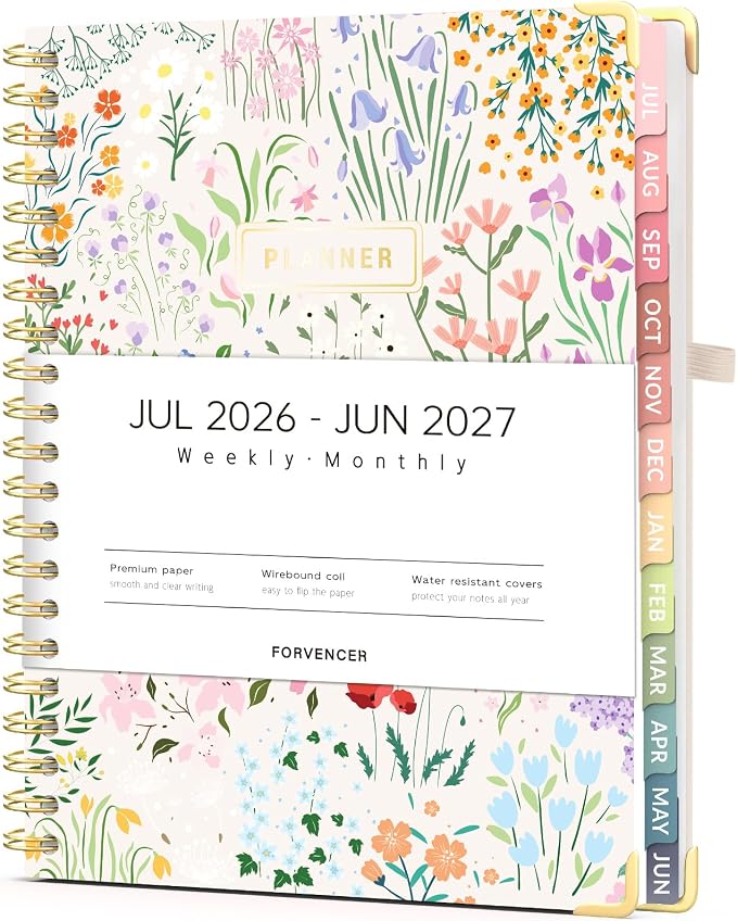 Forvencer Planner 2026-2027, July 2026 - June 2027,8.5x11" Calendar Planner | Weekly and Monthly, Hardcover Planning book with Monthly Tabs, Cute Journal Organizer Notebook for Office School, A4 Size