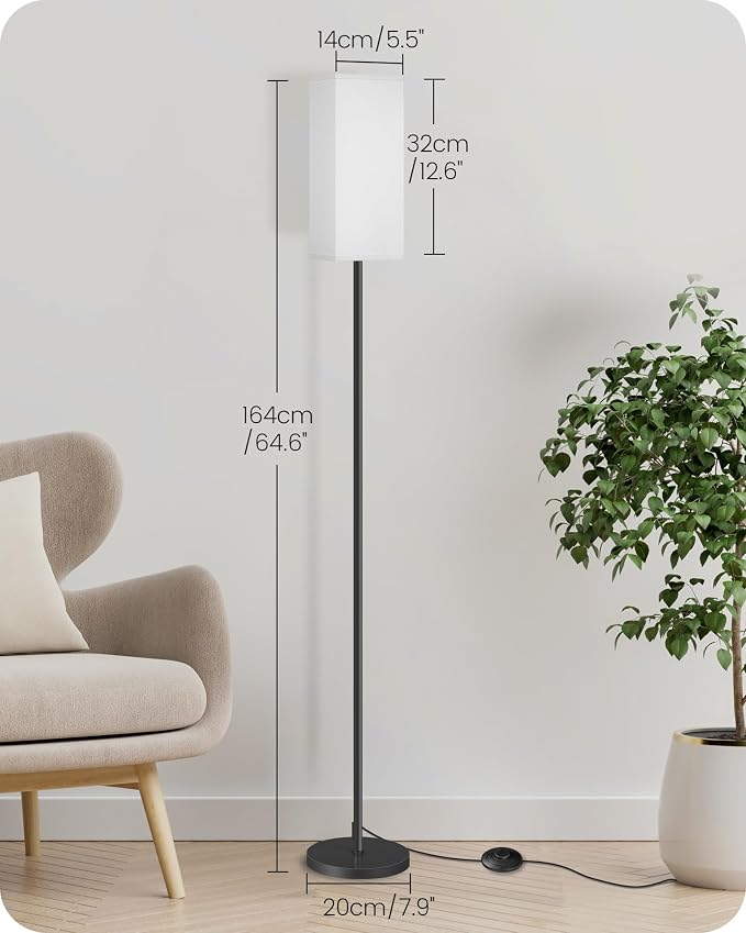 2Pack Floor Lamp, Pole Lamp with Foot Switch, Modern Standing Lampshade, Minimalist Freestanding Lamp (Bulb Not Included), for Living Room, Bedroom, Office, Black and White CW07LDP205