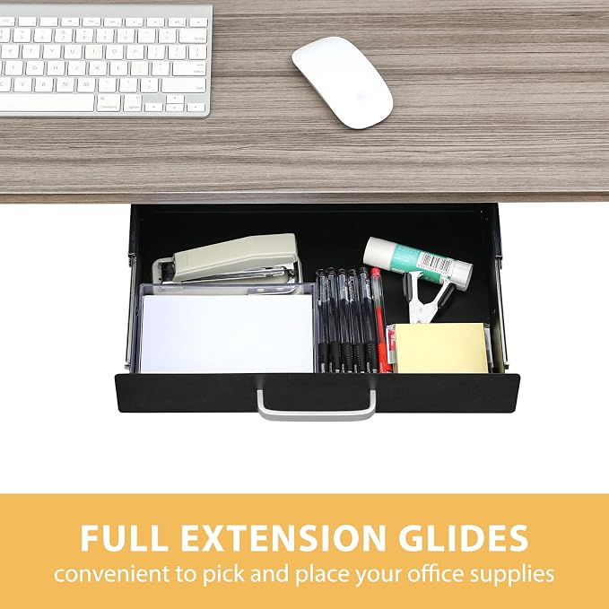 Gome Under Desk Pull-Out Drawer - Storage Organizer Office Mounted, Easy Slide-Out Pencil Drawer for Space Saving, Ideal for Sit-Stand Workstation with 1.2" High Crosspiece