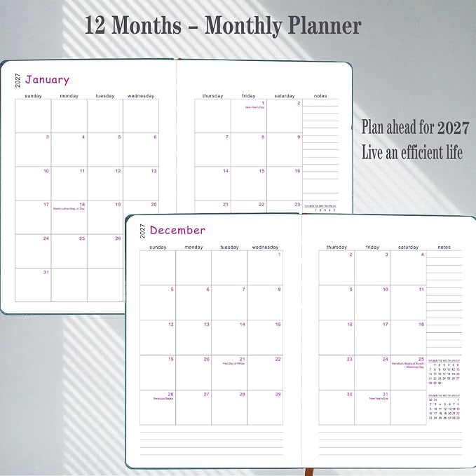 2027 Daily Planner -One Page per Day, Daily Calendar Book 8.26'' x 5.9''