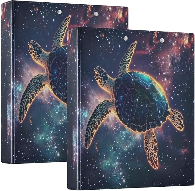 Turtle Galaxy Space 3 Ring Binder 1.5 Inch 2 Pack with 200 Sheet for Kids School Supplies Women Men Office
