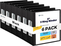 Enday 3 inch Binder (6 Pack - Black) 3 Ring Binder 3 inch with Clear View Cover and 2 Inside Pocket - for Letter Size 8.5 x 11'' Paper, Ideal for School Supplies, Office, and Home